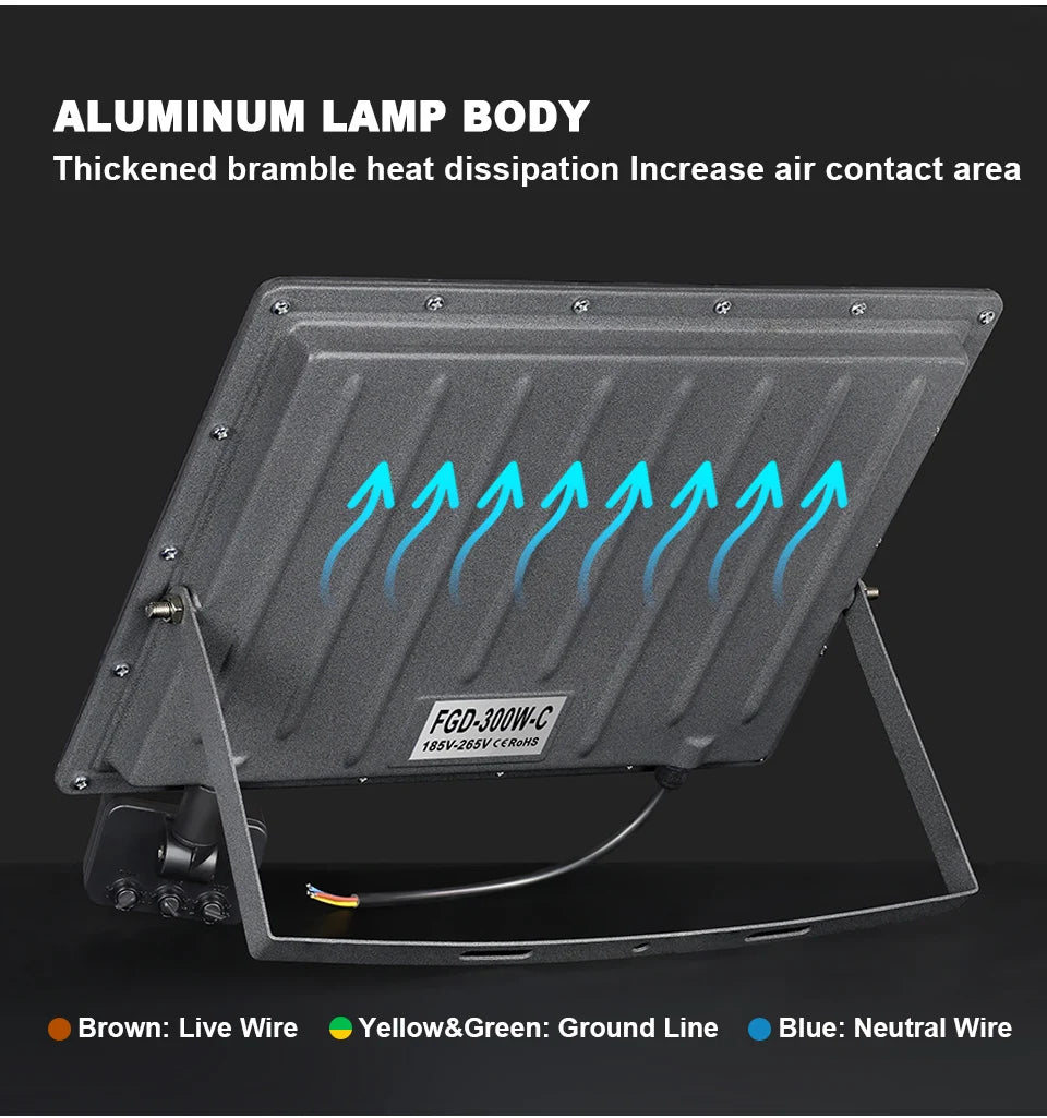 PIR Motion Sensor LED FloodLight 50W 100W 200W 300W 500W Outdoor Waterproof Reflector LED Spotlight For Street Garden Wall Light