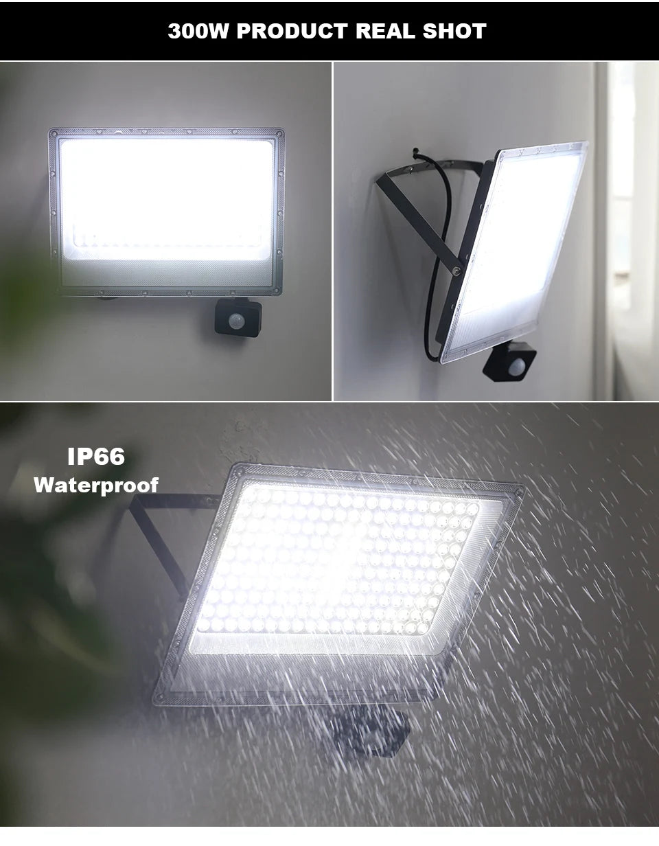 PIR Motion Sensor LED FloodLight 50W 100W 200W 300W 500W Outdoor Waterproof Reflector LED Spotlight For Street Garden Wall Light