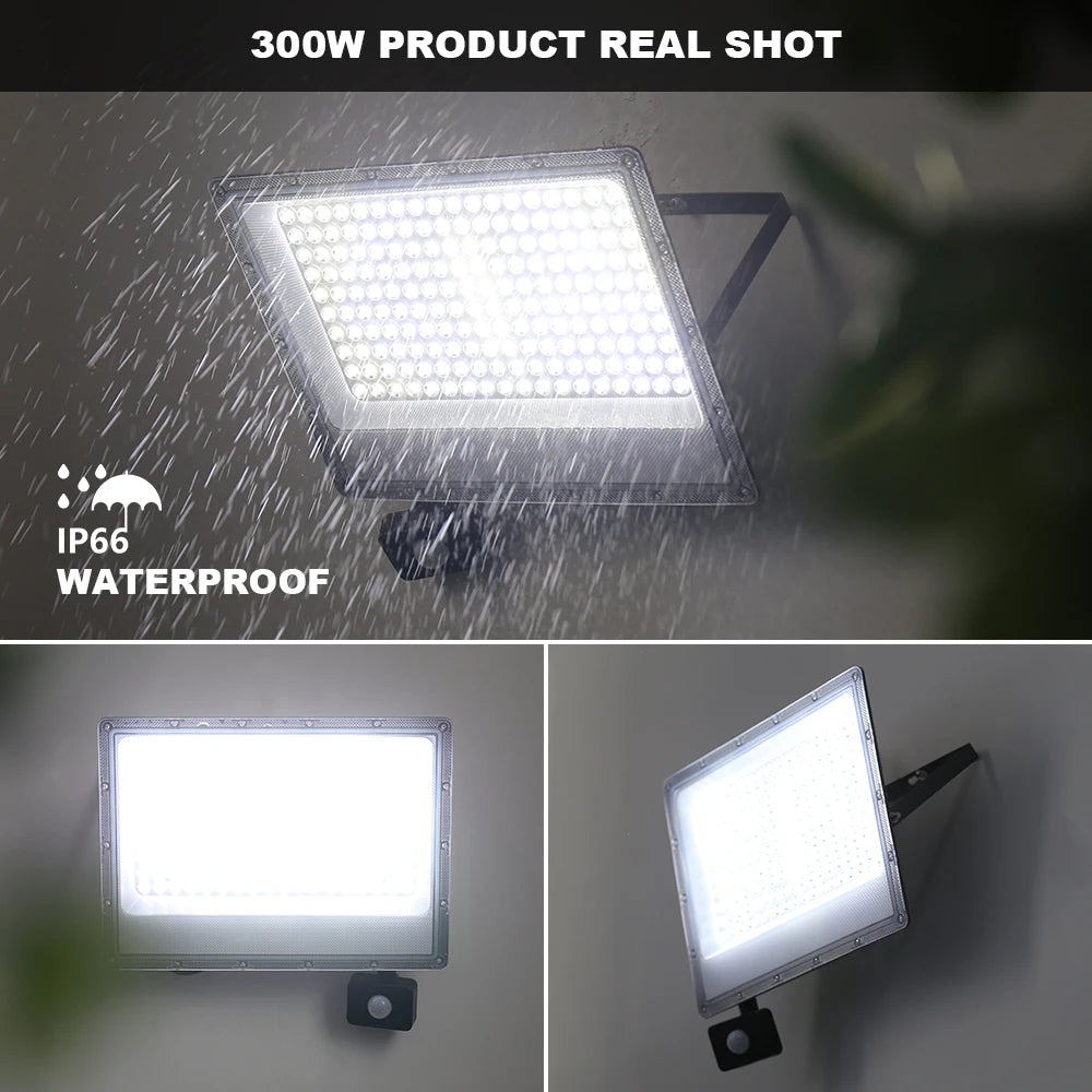 PIR Motion Sensor LED FloodLight 50W 100W 200W 300W 500W Outdoor Waterproof Reflector LED Spotlight For Street Garden Wall Light