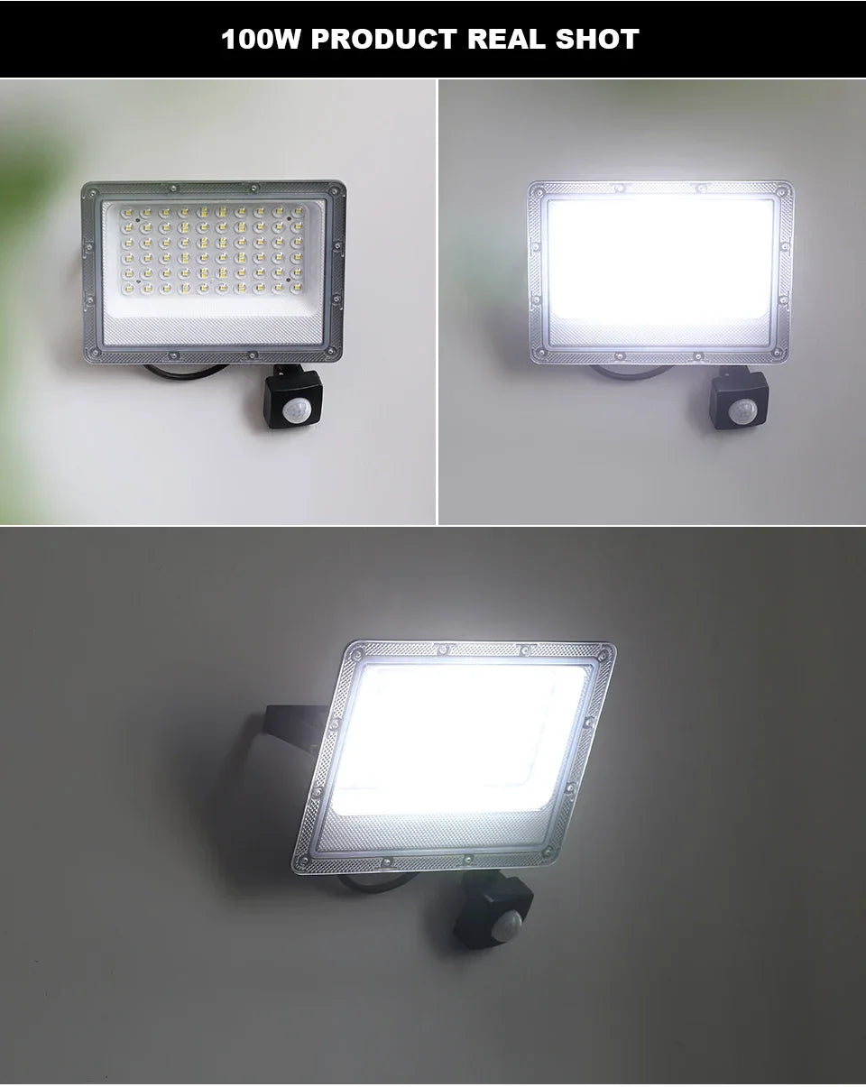 PIR Motion Sensor LED FloodLight 50W 100W 200W 300W 500W Outdoor Waterproof Reflector LED Spotlight For Street Garden Wall Light