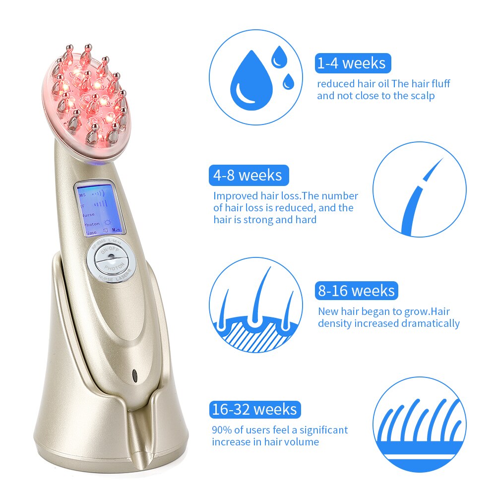 Electric Laser Hair Growth Comb Infrared EMS RF Vibration Massager Microcurrent - Hair Care, Hair Regrowth